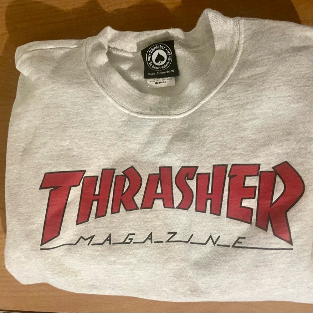 Thrasher Gray Sweatshirt with Red Logo